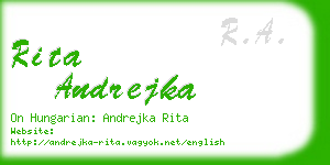 rita andrejka business card